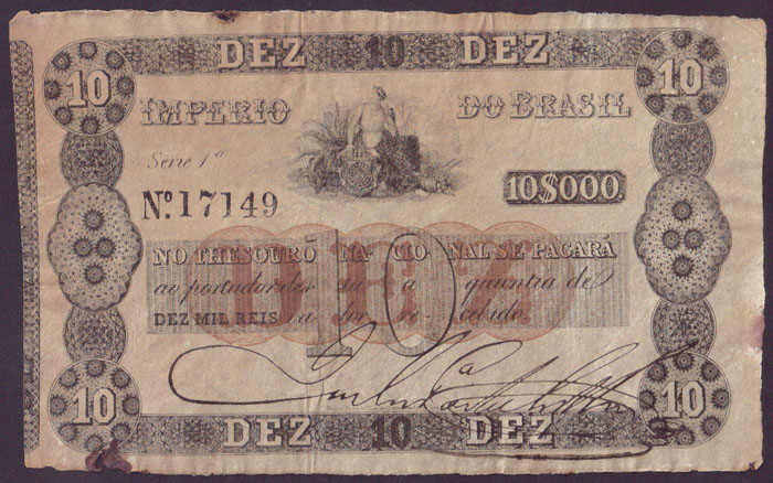 1854 Brazil 10 Mil Reis M000033